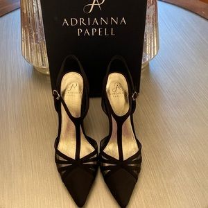 Adrianna Papell Black Classic Satin New in box never been worn 3” heel.